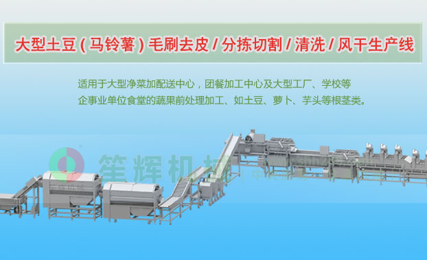 鹤壁连续式土豆去皮清洗切割风干生产线